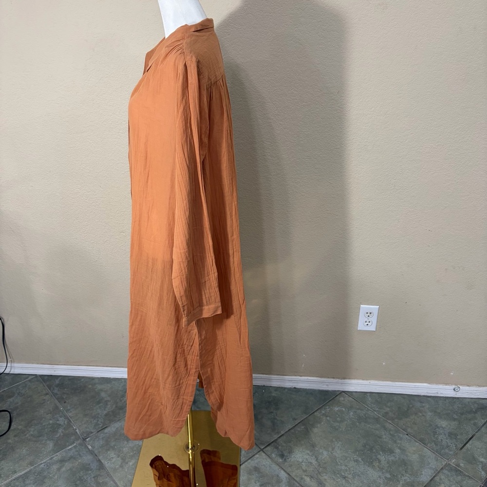 NWT J.JILL CINNAMON LONG SHIRTTAIL TUNIC TOP SHIRT LONG SLEEVE MAXI DRESS SZ M - Picture 5 of 12
